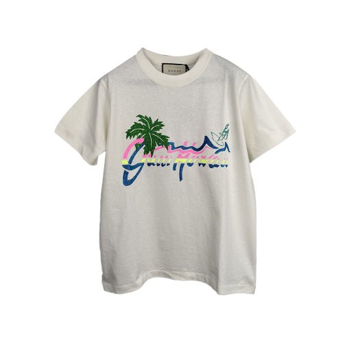 【服装】Gucci 古驰 夏威夷印花圆领短袖女士T恤