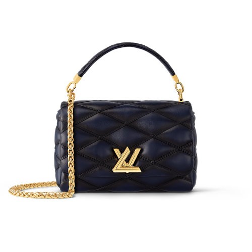 LV/Louis Vuitton/路易威登 23新款 女士中号海军蓝色菱形绗缝羊皮革扭锁翻盖单肩包 M23682（新品包包）