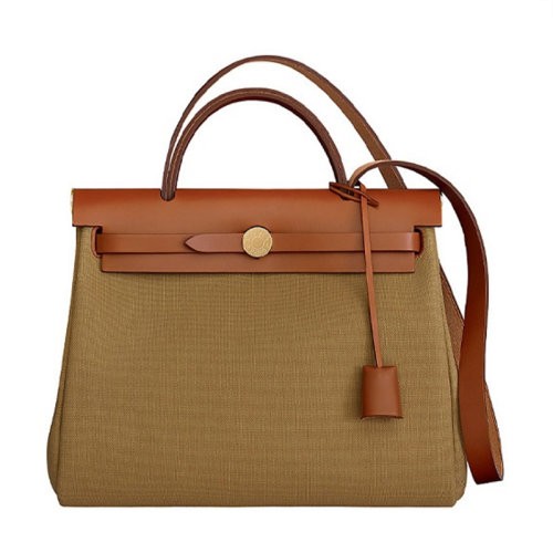 HERMES/爱马仕 Bolso Herbag Zip 31 军用帆布拼牛皮 金扣 手提单肩斜挎包 男女同款