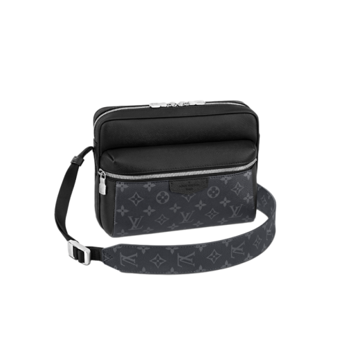 （新品包包）Louis Vuitton/路易威登 Outdoor男士黑色交织字母帆布配皮银色金属饰面斜挎包/单肩包 M30233