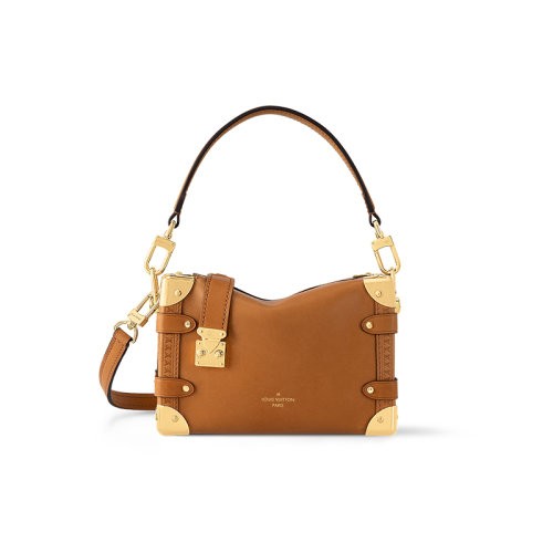 【新品包包】预订款1个月 LV/路易威登 24新款 Side Trunk 女士棕色牛皮革小号手提包M23818